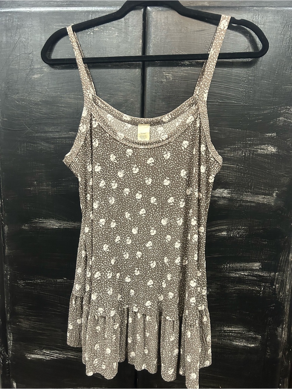 Sundance Taupe Floral Tank with Ruffle Hem